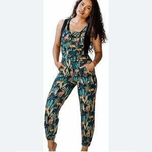 Swaay Tropical Jungle Print Print Jumpsuit Overalls - XL
